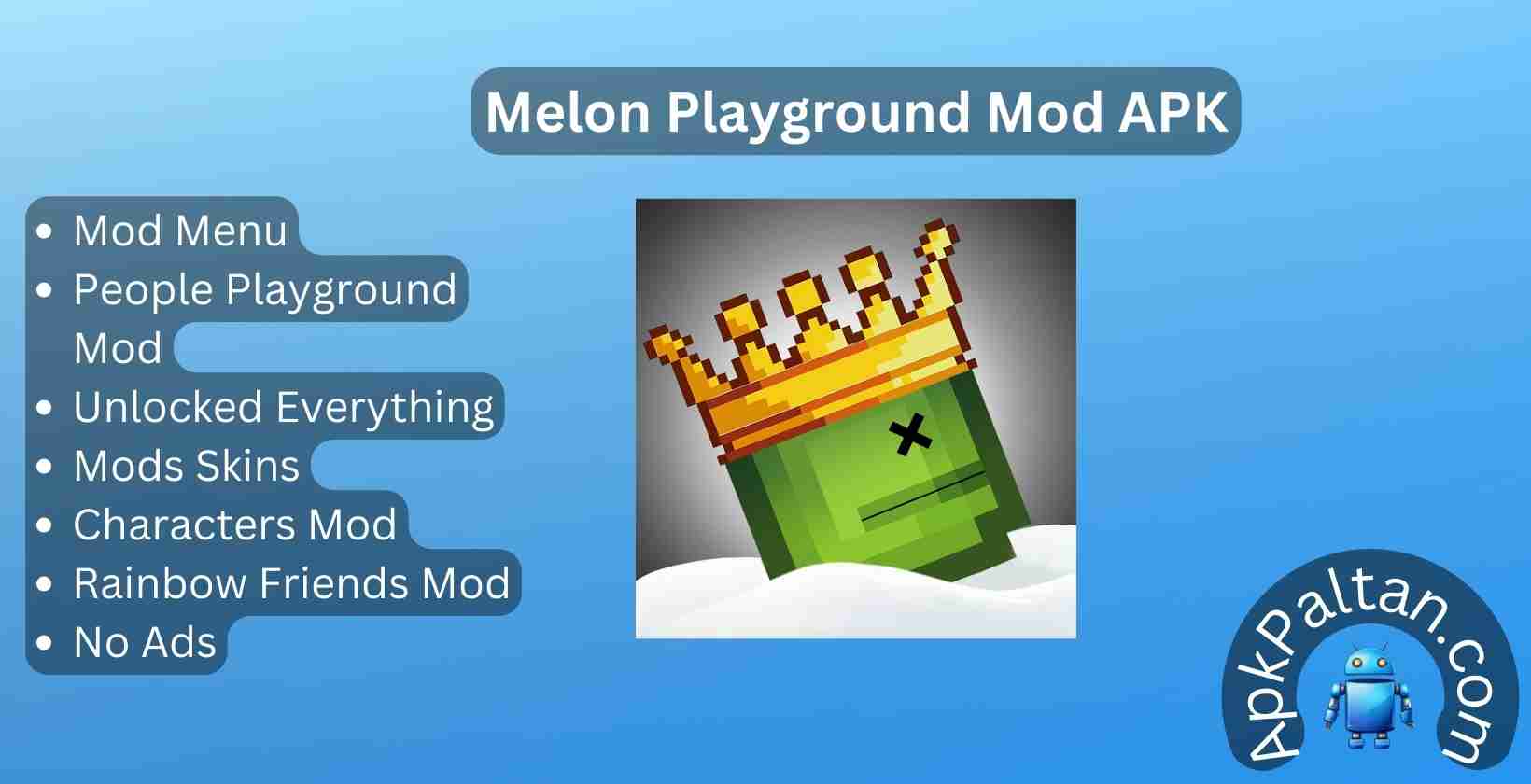 Melon Playground Mod APK: Download v24.5, Mod Menu, Free Shopping, Skins, Characters, Sandbox, and No ads