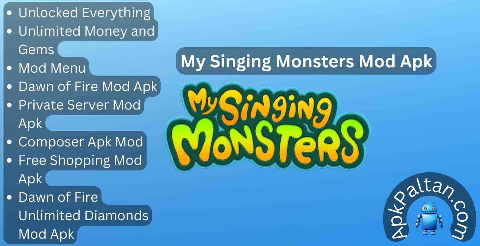 My Singing Monsters Mod Apk: Download v4.3.2, Unlimited Money, Diamond, Mod Menu, Free Shopping, and Private Server